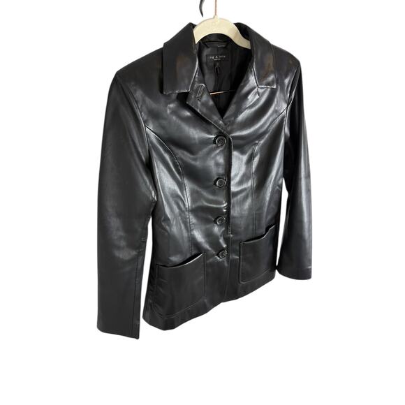 Rag & Bone Drew Faux Leather Blazer Jacket Modern Classy Edgy Rocker Motto Sz 2 - Picture 3 of 8